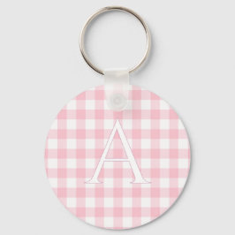 Chaveiro Monograma Xadrez Bebê Rosa Personalizado