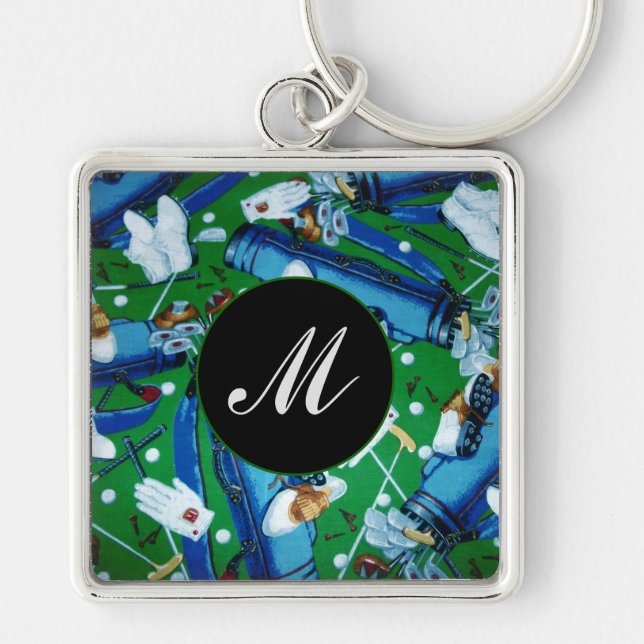Chaveiro Monogrammed Blue & Green Golfing Key Chains (Frente)
