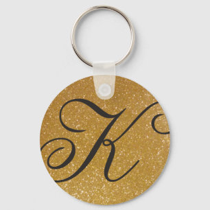 Chaveiro Monogrammed com brilho sparkly do ouro