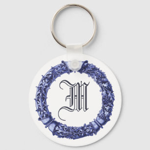 Chaveiro Monogrammed da grinalda azul