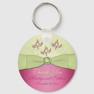 Chaveiro Monogrammed floral do rosa e do verde