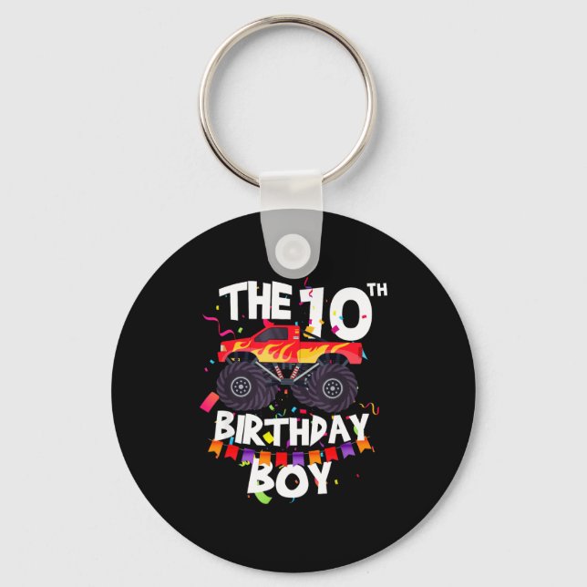 Chaveiro Monster Truck 10th Birthday Boy Funny 10 Years Old (Frente)
