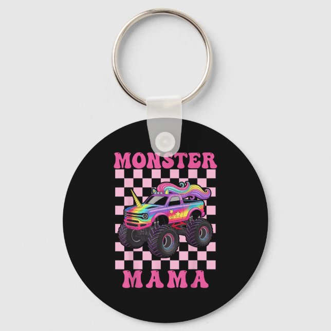 Chaveiro Monster Truck Mama Pink Monster Trucks Lover Mom G (Frente)