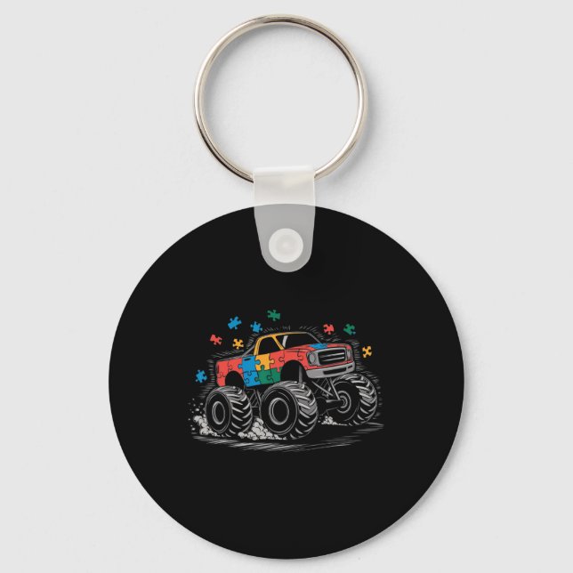 Chaveiro Monster Truck Quebra-cabeça de consciência do auti (Frente)