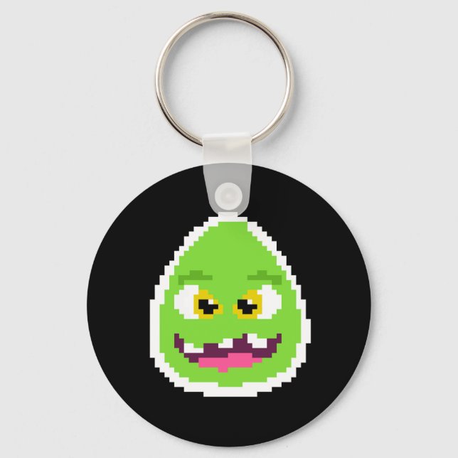 Chaveiro Monstro de ovo pixelado fofo (Frente)