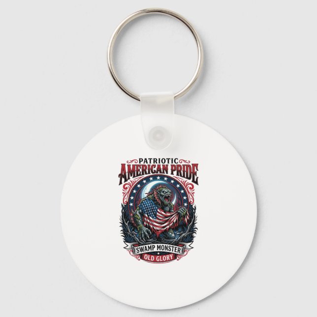Chaveiro Monstro de Pântano Patriótico Horror Old Glory P (Frente)