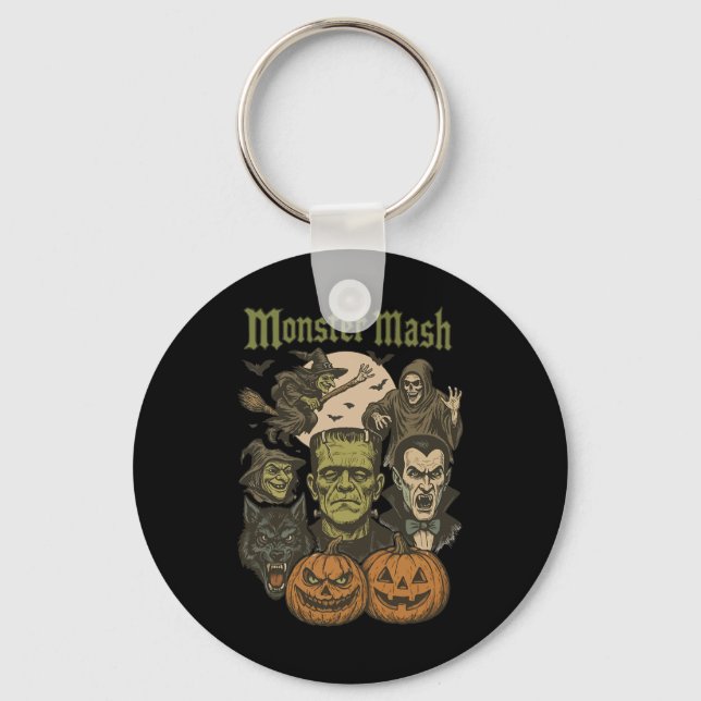 Chaveiro Monstro Mash Retro Halloween Monstro Engraçado Spo (Frente)