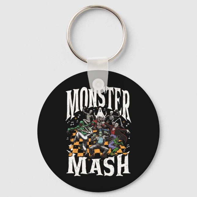 Chaveiro Monstro Mash Retro Halloween Monstro Engraçado Spo (Frente)