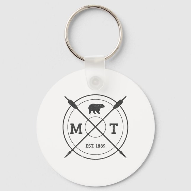 Chaveiro Montana Usa Vintage Grizzly Bear America Souvenir  (Frente)