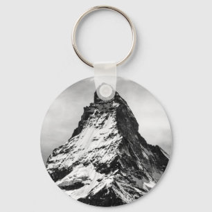 Chaveiro Montanha alpina icónica Matterhorn preto e branco