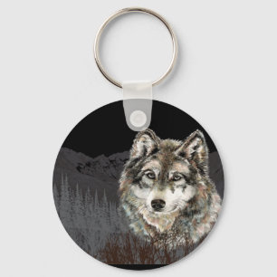 Chaveiro Montanha com a região selvagem do animal do lobo