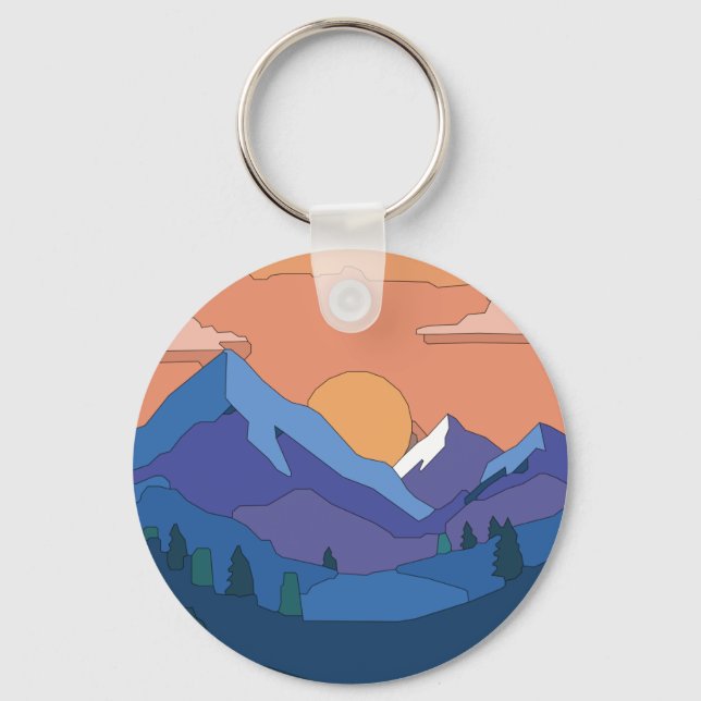 Chaveiro Montanha Geométrica Sunset (Frente)