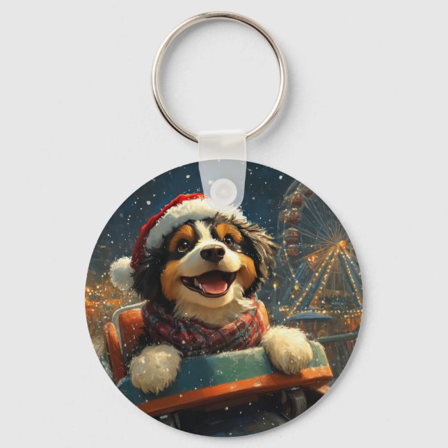 Chaveiro Montanha-russa de cachorro Bernedoodle Natal  (Frente)