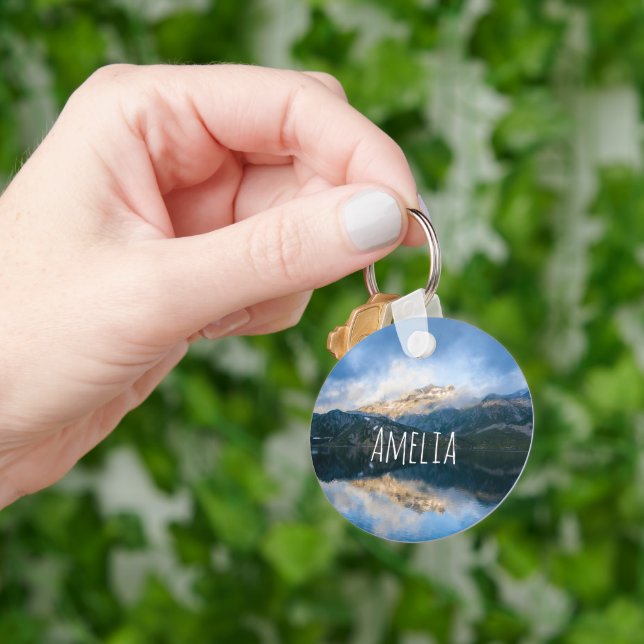Chaveiro Montanhas e Lagoa Foto da Natureza Cênica (Mão)