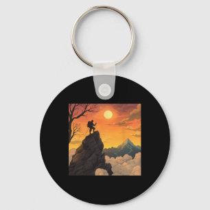 Chaveiro Montanhista No Cume Ao Pôr-do-sol