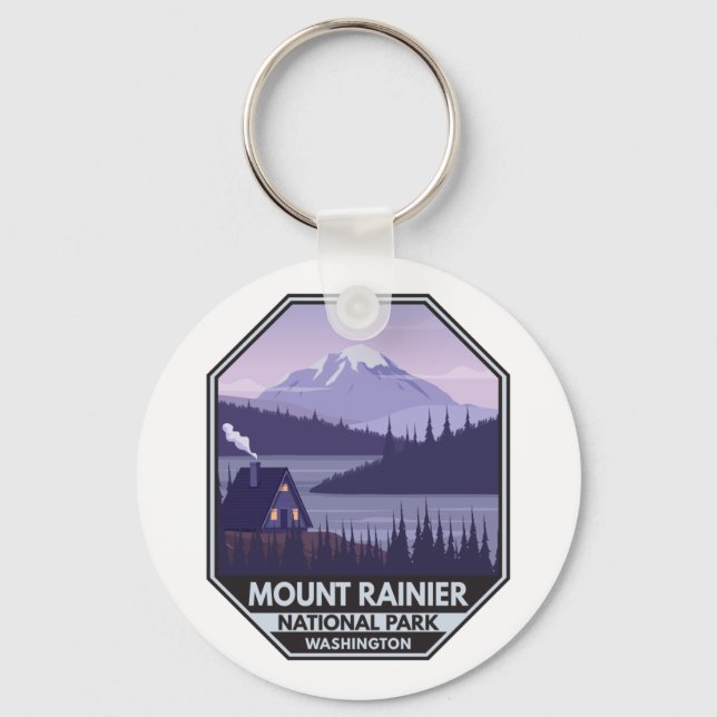 Chaveiro Monte Rainier National Park Washington Cabin Retro (Frente)