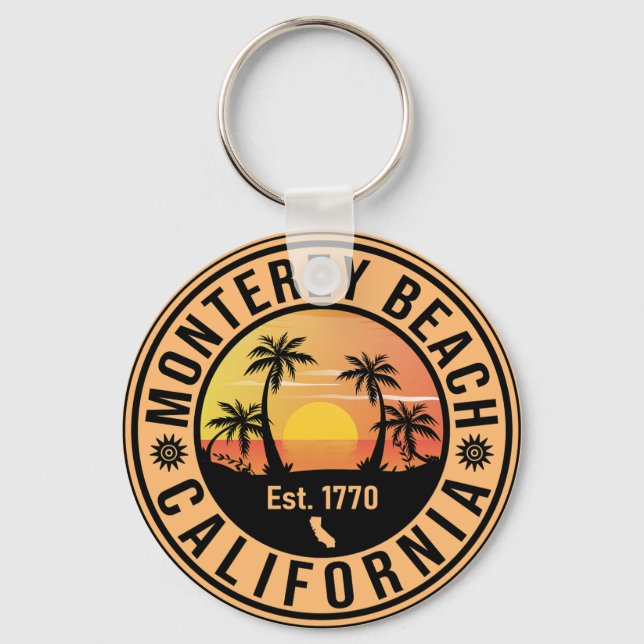 Chaveiro Monterey Beach California Retro Sunset Souvenirs (Frente)