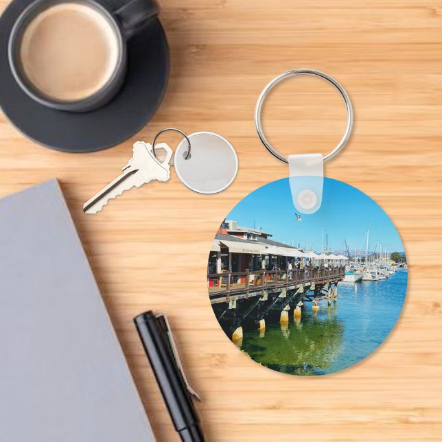 Chaveiro Monterey CA Wharf-Boats Souvenir (Criador carregado)
