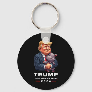 Chaveiro Moo Deng Hippopotamus Support Donald Trump 2024 Fu