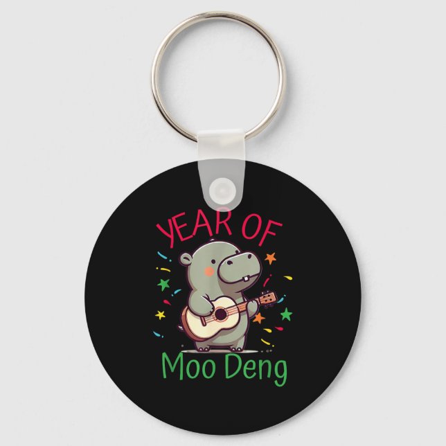 Chaveiro Moo Deng Is A Pygmy Hip Happy New Year Funny  (Frente)