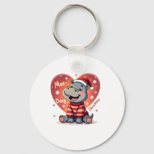 Chaveiro Moo-Deng Natal Hippo Feriado Feriado Fúcil Neve