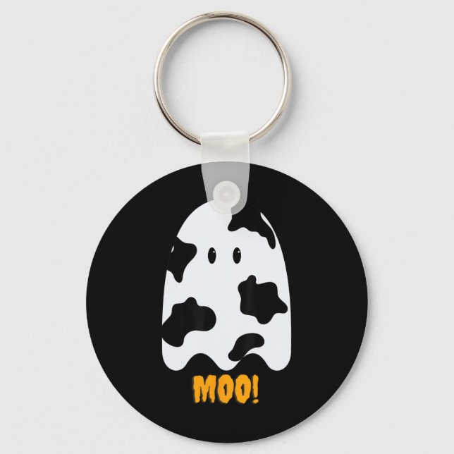 Chaveiro Moo! Vaca Impressão do Fantasma de Halloween (Frente)