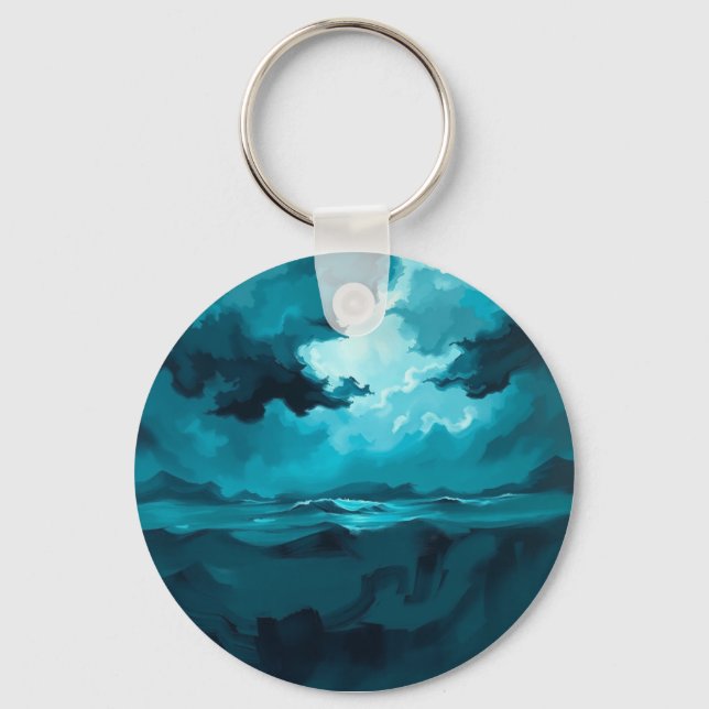 Chaveiro Moody Ocean Waves Under Stormy Sky – Abstract Seas (Frente)