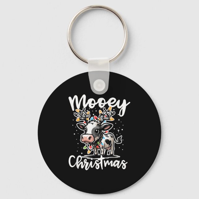 Chaveiro Mooey Christmas Heifer Cow Reindeer Christmas Ligh (Frente)