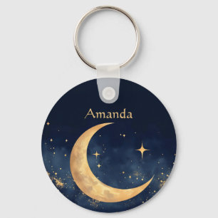 Chaveiro Moon Personalizado Crescente e Estrelas Noite Sky