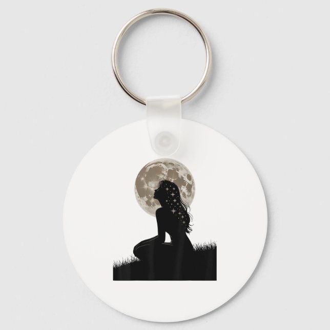 Chaveiro Moon Plenamente Sentindo Garota Design Astrologia  (Frente)
