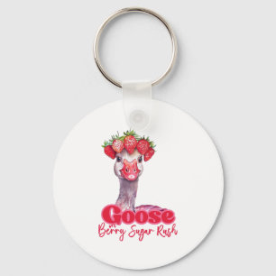 Chaveiro Morango Goose Engraçado Ganso com Morango