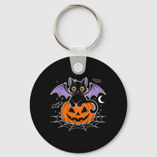 Chaveiro Morcego Halloween _ Gato Preto Asas de Morcego Gat