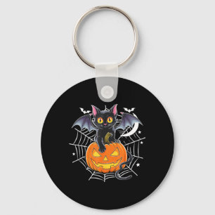 Chaveiro Morcego Halloween _ Gato Preto Asas de Morcego Gat