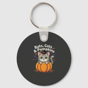 Chaveiro Morcegos de Halloween Gatos e Abóboras Desenho de