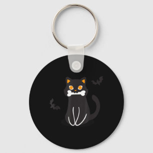Chaveiro Morcegos de Osso de Gato Preto no Halloween