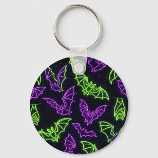 Chaveiro Morcegos Verde Roxo Neon Coloridos Halloween