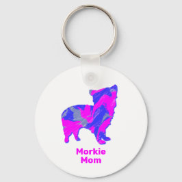 Chaveiro Morkie Dog Silhouette Hot Pink e Blue