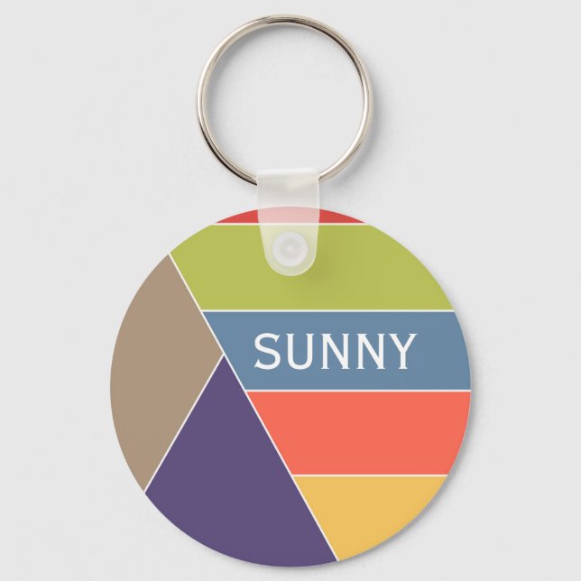 Chaveiro MOSAIC stripes triângulos coloridos I + suas ideia (Frente)