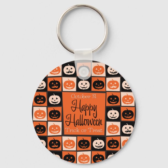 Chaveiro Mosaico de abóbora do Halloween (Frente)