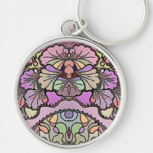Chaveiro Mosaico de flor rosa