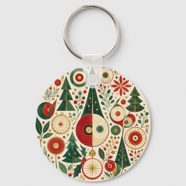 Chaveiro Mosaico de Natal de Meados do Século (Frente)