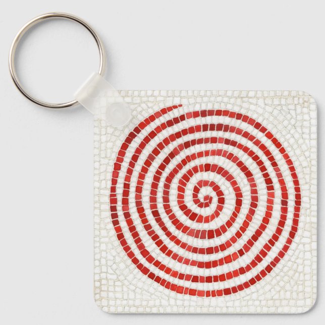 Chaveiro MOSAICO DE RODINHA DE PINO Pulseira de Metal Quadr (Frente)