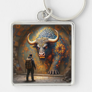 Chaveiro Mosaico Fantasy Cute Mythic Bull
