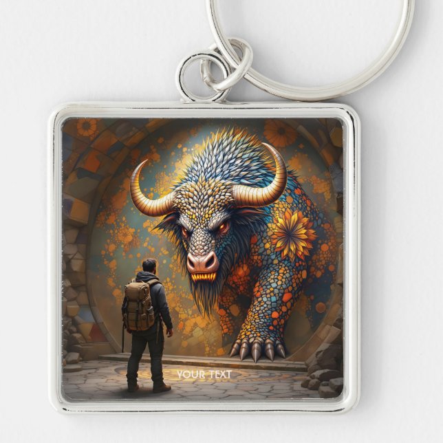 Chaveiro Mosaico Fantasy Cute Mythic Bull (Frente)