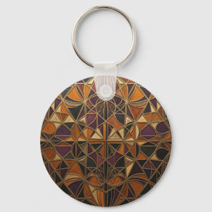 Chaveiro Mosaico Geométrico Art Déco Ouro Luxuoso