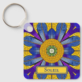 Chaveiro Mosaico Provencal Amarelo e Azul adiciona texto em
