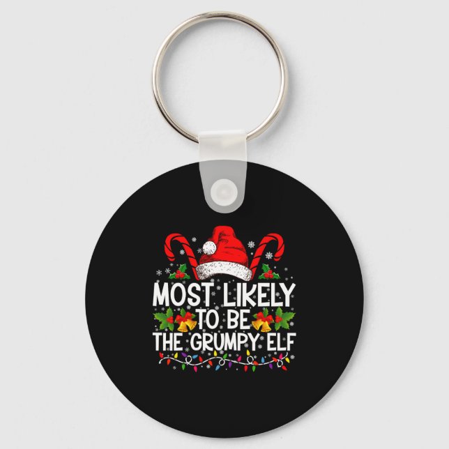 Chaveiro Most Likely To Be The Mpy Elf Funny Xmas  (Frente)
