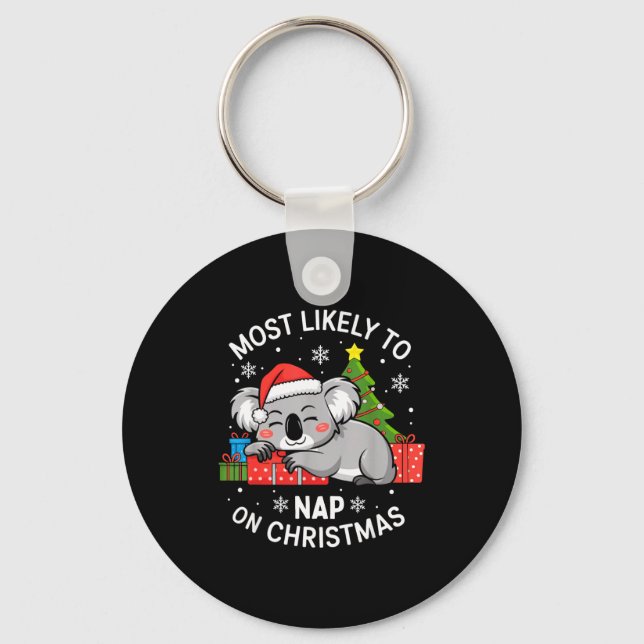 Chaveiro Most Likely To Nap On Christmas Funny Koala Xmas F (Frente)