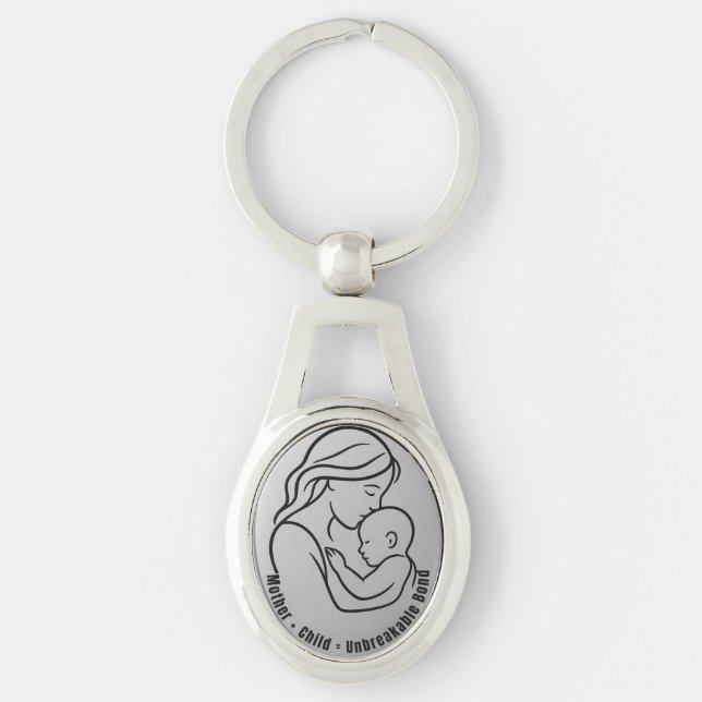 Chaveiro Mother and Child Unbreakable Bond | Oval Keychain (Frente)
