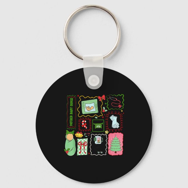 Chaveiro Mother Baby Nurse Christmas Stamp Stpartum Materni (Frente)